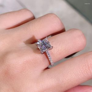 Cluster Rings Square Four-claw Silver In 18K White Gold Moissanite Female Pigeon Egg Big Diamond Ring Marriage Proposal Water Drop Alien