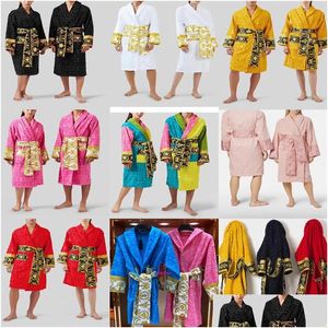 Męska odzież sutowa Jacquard sukienka Vintage szata z paskiem pasa damski męskie szaty zimowe gęste szlafrok 8 kolorów upuszczenie dostawy DH0MP