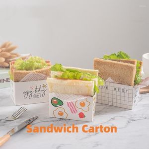 Confezione regalo 10 pezzi Scatola di carta da imballaggio per sandwich Scatole per pasti usa e getta Pane tostato Hamburger Cottura Vassoio Colazione Cottura Imballaggio