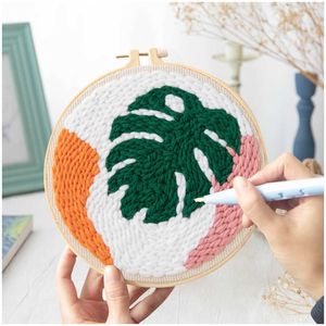 Chinese Style Products DIY Punch Needle Painting With Embroidery Hoop Yarns For Beginner Needle for Embroidery Home Craft Set Kids Adult Gift