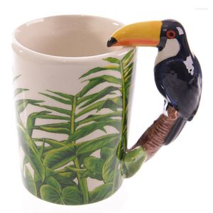 Kubki Śliczne papuga Woodpecker Frog 3D Trójwymiarowy ptak ceramiczny znak ceramiczny Puchar Woda ręcznie malowane zwierzę