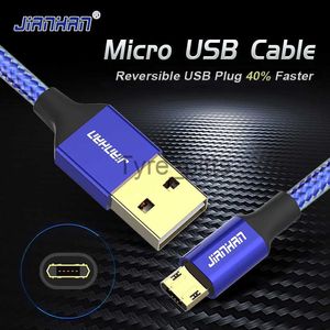 Ładowarki/kable Odwrotny mikro podwójny kabel USB 5V2A Szybkie ładowanie danych wtyczka przewodowa dla Samsung Xiaomi Android Telefon Pletający zasilanie PLU x0804