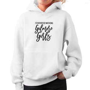 Women's Hoodies I'd Rather Be Watching Gilmore Girls Funny for Women Printed Pullover Fleece Sweatshirts Coat Top