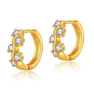 hoop earrings Foreign trade new classic style plain ring design, small earrings set with zircon, exquisite temperament, ear buckles copper plated 18K real gold