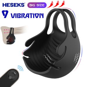 Vibrators HESEKS Size Up Pro Cock Ring Vibrating Penis Massager Male Chastity Sex Toys for Men Wireless Remote Control Testicle Vibrator 230803