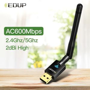 USB WiFiアダプター、EDUP AC600M USB Wi-Fi Dongle 802.11acデスクトップラップトップ用のデュアルバンド2.4GHz/5GHzハイゲインアンテナ付きワイヤレスネットワークアダプター