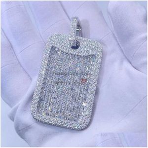 Collane con ciondolo Baguette Cut Vvs Moissanite Iced Out Men Hip Hop Sier Dog Tag Drop Delivery Jewelry Pendenti Dheam