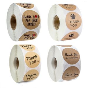Embrulho para presente adesivos de agradecimento rolo 100-500pcs etiquetas adesivas papel kraft com corações pretos selagem decorativa para presentes