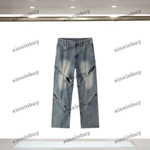 xinxinbuy Men women designer pant Paris Panelled destroyed Jacquard Spring summer Casual pants khaki Grey black XS-2XL