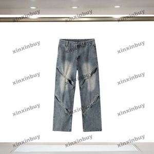 Xinxinbuy Mężczyzn Mężczyzn Projektant pant Paris Paneled Zniszczono Jacquard Spring Summer Casual Pants Khaki Gray Black XS-2xl