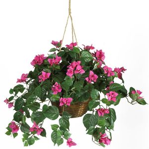 24 Bougainvillea Hanging Basket Artificial Plant, Pink