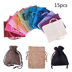 Jewelry Pouches 15 Pcs/pack Gifts Candy Small Storage Bags Drawstring Burlap Bag Wedding Supplies 40GB