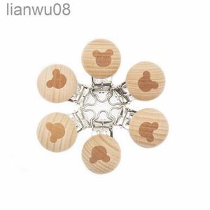 PACIFIERS# 5st Natural Beech Wood Animal Pacifier Clips Baby Teether Safety CLASP DIY Nippel Chain Accessories X0804