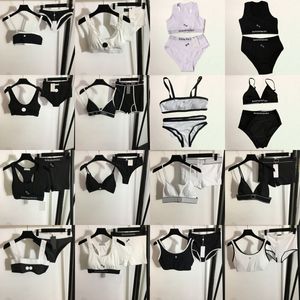 Luxus-Bikini mit Buchstaben, Damen-Bademode, sexy, geteilter, gepolsterter Badeanzug, Neckholder, Strand-BH, Slip, weiß, schwarz, Damen-Badeanzug, bezaubernde Badeanzüge in Kontrastfarbe