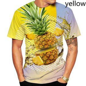 Camiseta masculina unissex feminina estampa 3D abacaxi camiseta fashion