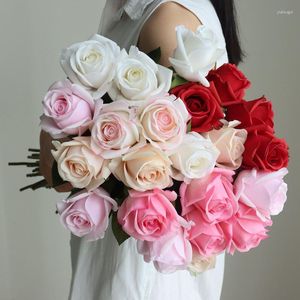 Decorative Flowers 4Pc Feel Rose Flower Real Touch Artificial Home Wedding Decor Floral Bridal Bouquet Party Valentine's Day Gift Fake