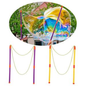 Unisex Kids Giant Bubble Wand Set - Novelty Outdoor Games - Large Multicolor Bubbles with Foldable Rainbow Swing - Non-Toxic ABS Plastic