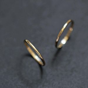 웨딩 반지 Goldtutu 9k Solid Gold Stacking Ring 미니멀리스트 최소 솔리테어 링 신부 신부 들러리 BFF 커플 사랑 간단한 선물 약혼 230803