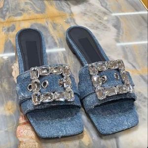 Chinelos de plataforma de slides tamancos Slider pantoufle cristal strass sandálias para mulheres denim de qualidade Broca de flash fivela sapatos de slides elegante chinelo 35-42