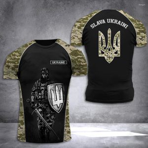 Herr t-skjortor ukraina flaggskjorta t-shirt toppar ukrainska armé kamouflage kort ärm tröja sommaren o-hals överdimensionerade streetwear manliga tees