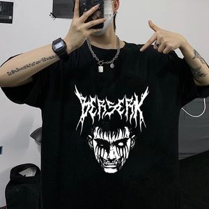 Men's T-Shirts Japanese Manga Berserk Swordsman Gatsu T Shirt Men Anime Cool Streetwear T-shirt Y2K Goth Funny Tshirt Hip Hop Top Tees Male 230804