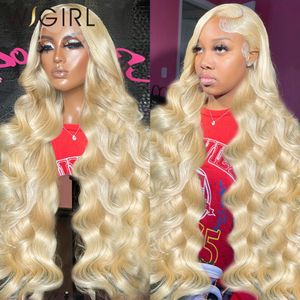 Perucas Sintéticas Wigirl Brazilian Honey Blond Color 613 Body Wave HD Transparente 13x6 Lace Front Human Hair Pré Depenado Frontal Wig 230803