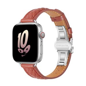 Apple Watch Strap Yay Tokası Iwatch8ultra Deri Skinny Strap 1-8 Nesil /SE /Ultra Universal Klasik Elmas Şeklinde 14mm kayış saat kayış bandı