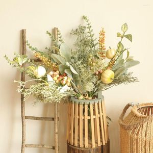 Decorative Flowers Artificial Simulation Eucalyptus Leaf Pumpkin Berry Bunch Plants For Home Garden Decoration Pography Props