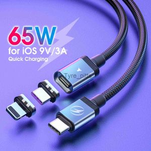Зарядные устройства/кабели 65 Вт PD Fast Charge Cable USB C to Type C Магнитный шнур 5A USB -кабель для iPhone 13 MacBook Huawei Samsung S22 Tablet Naptop X0804