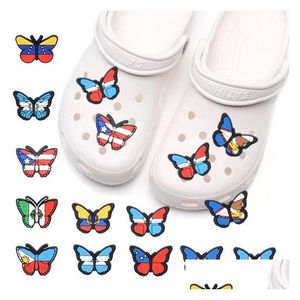 Akcesoria części butów Nowe Pvc Butterfly Burzk Clog Charms Przyciski dekoracji Pinsy Drop dostawa seria losowe