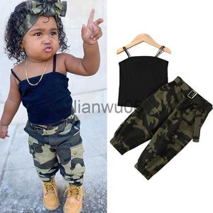 Conjuntos de Roupas FOCUSNORM 27A Moda Verão Crianças Meninas Conjuntos de Roupas Camuflagem Estampado Sem Mangas Colete Tops Calças Longas 2pcs x0803