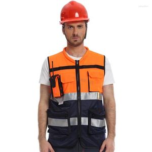 Gilet da uomo Gilet di sicurezza da uomo ad alta visibilità Lavoro Nastri 3M Riflettenti Taglia grande M-4XL Tasche multiple Abbigliamento multifunzionale