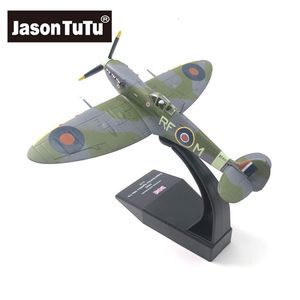 Aircraft Modle Jason Tutu 1/72 Scale Spitfire Fighter Diecast Metal Military Plane Aircraft Model Collection Drop 230803