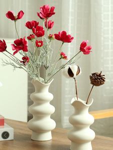 Vases Ceramic Simple Circle Vase Creative Water Culture Flower Arrangement Living Room Dining Decoration Home
