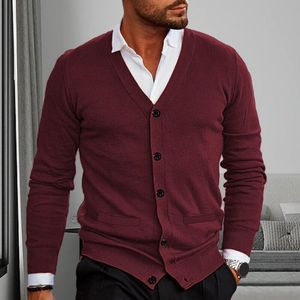 Hombres Suéteres Otoño Invierno Hombres Casual Cuello En V Cárdigan Algodón Sólido Harmont Bordado Manga Larga Jerseys De Negocios 230804