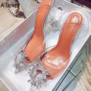 Luksusowe kryształowe buty ślubne Begum Transparent Pvc Slingback Pumps Muaddi Upsocks Begum Women Sandals for Prom Part22g