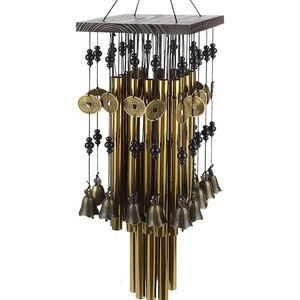 Decorative Objects Figurines Outdoor Indoor Metal Tube Wind Chime With Copper Bell Large Windchimes For Yard Patio Garden Terrace Decoration 80Cm 230803