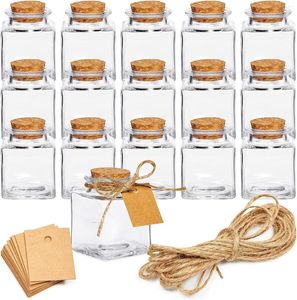 Bottiglie di stoccaggio 24 pack piccolo vetro con sughero 1,7 once/50 ml mini barattoli spago e tag vuoti per bomboniere regalo spezie artigianato