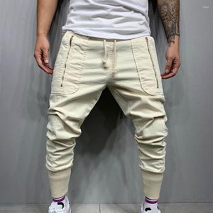 Pantaloni da uomo Trendy Men Slim Tinta unita Pantaloni lunghi da uomo di semplicità in stile occidentale per l'uso quotidiano