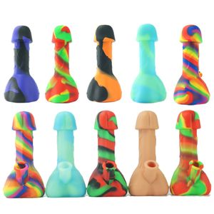 Outdoor Smoking Silicone Hookah Bong Smoking Water Pipes Colored Silicon Dab Rigs Oil Burner Bubbler Filter Unbreakable Wholesale