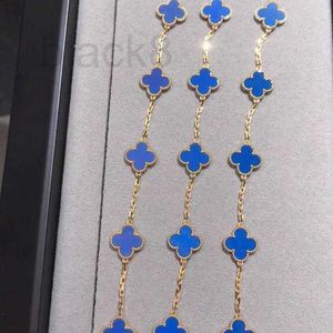 Charm-Armbänder Designer Vierblättriges Kleeblatt Fünf-Blumen-Armband Glücksblume Doppelseitige V-Goldverdickung 18 Karat rosafarbener blauer Chalcedon LEU9