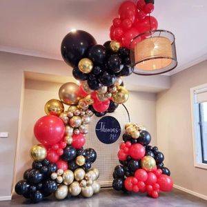 Party-Dekoration, 152 Stück schwarze und rote Ballon-Girlanden-Bogen-Set, klassisch, passend für Hochzeit, Geburtstag, Halloween, Thema, Babyparty, Dekoration