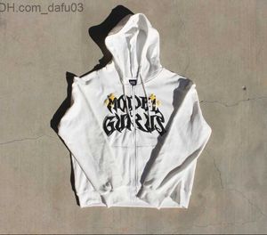 Erkek Hoodies Sweatshirts Yıldız ve Mektup Baskılı Fermuar Hoodie Y2K Erkekler Mahsul Top Sıradan Hip Hop Sweatshirt Uzun Kollu Bahar Sonbahar Z230804