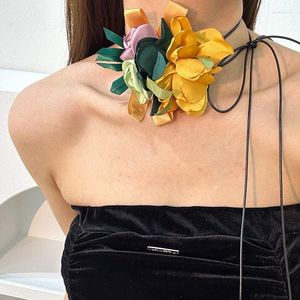 Girocollo Ins Grandi Collane Di Fiori Per Le Donne Sexy Filato Tessuto Matrimonio Spiaggia Corda Catena Gioielli Estivi Regalo Collier