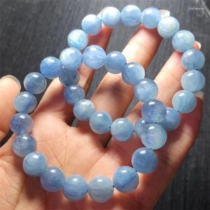 Pulseira Cianita Natural Pulseira de Cristal Azul Pulseira de Conta Redonda Stretch Healing Mulheres Pedras Preciosas Jóias Presente 1PCS 11mm