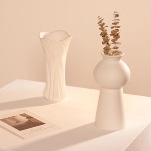 Vaser ins vit nordisk keramisk torr vas hem vardagsrum hydroponiska dekorativa ornament som blommar modern enkelhet