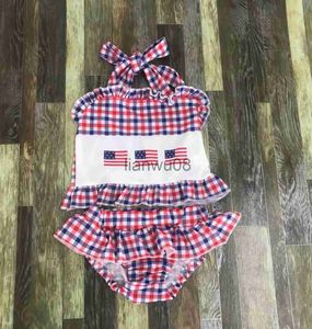 Clothing Sets 2022 New Boutique Wholesale Lovely Kids Swimwear Summer Swimsuit Bathing Set July 4th Costume Boy and Girl Independence Day x0803