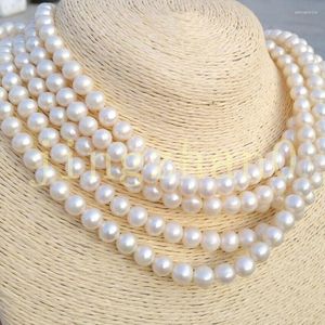 Chains 100" Refined 8-9mm Akoya Genuine White Pearl Necklace