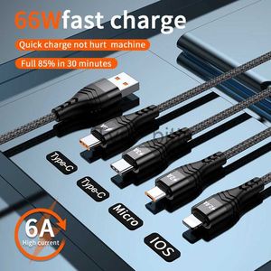 Chargers/Cables 6A 4 in 1 USB Cable C Charging Cable Micro USB Charge Cable For Iphone 13 12 11 Huawei Xiaomi Samsung Lightning Cable Data Cable x0804