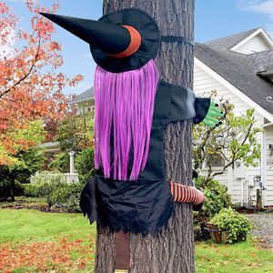 Novelty Games Crashing Witch Into Tree Halloween Decoration for Yard Flying Props Indoor Outdoor Patio Lawn Garden Ornaments 230803